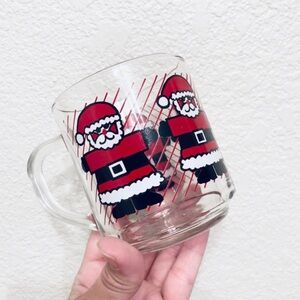 Vintage Luminarc Glass Santa Claus Christmas Mug Holiday Retro Tea Cup 10 Oz